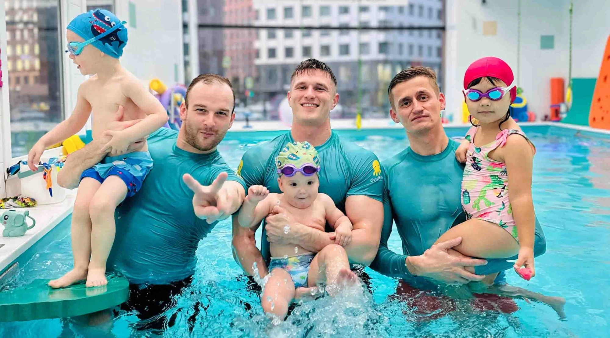 Скидка 50% на первое занятие в сети бассейнов раннего плавания Octoskills