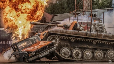 "Танки против монстр-траков", техношоу в парке киноприключений "Мастера Панина"