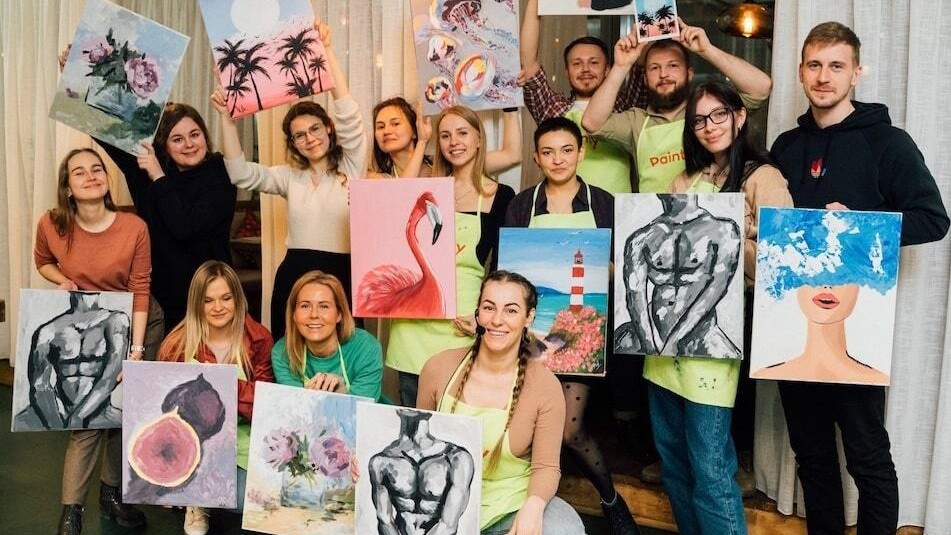 Арт-проект "Painty", арт-вечеринки с дегустацией вина, обучение живописи