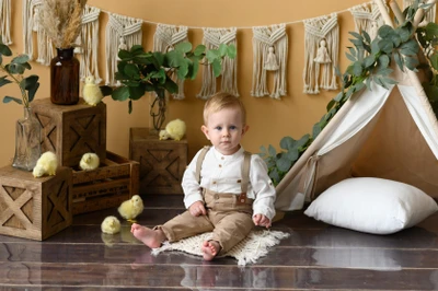 Авторское оформление фотозоны на первый День рождения малыша в студии "Матрёшка"