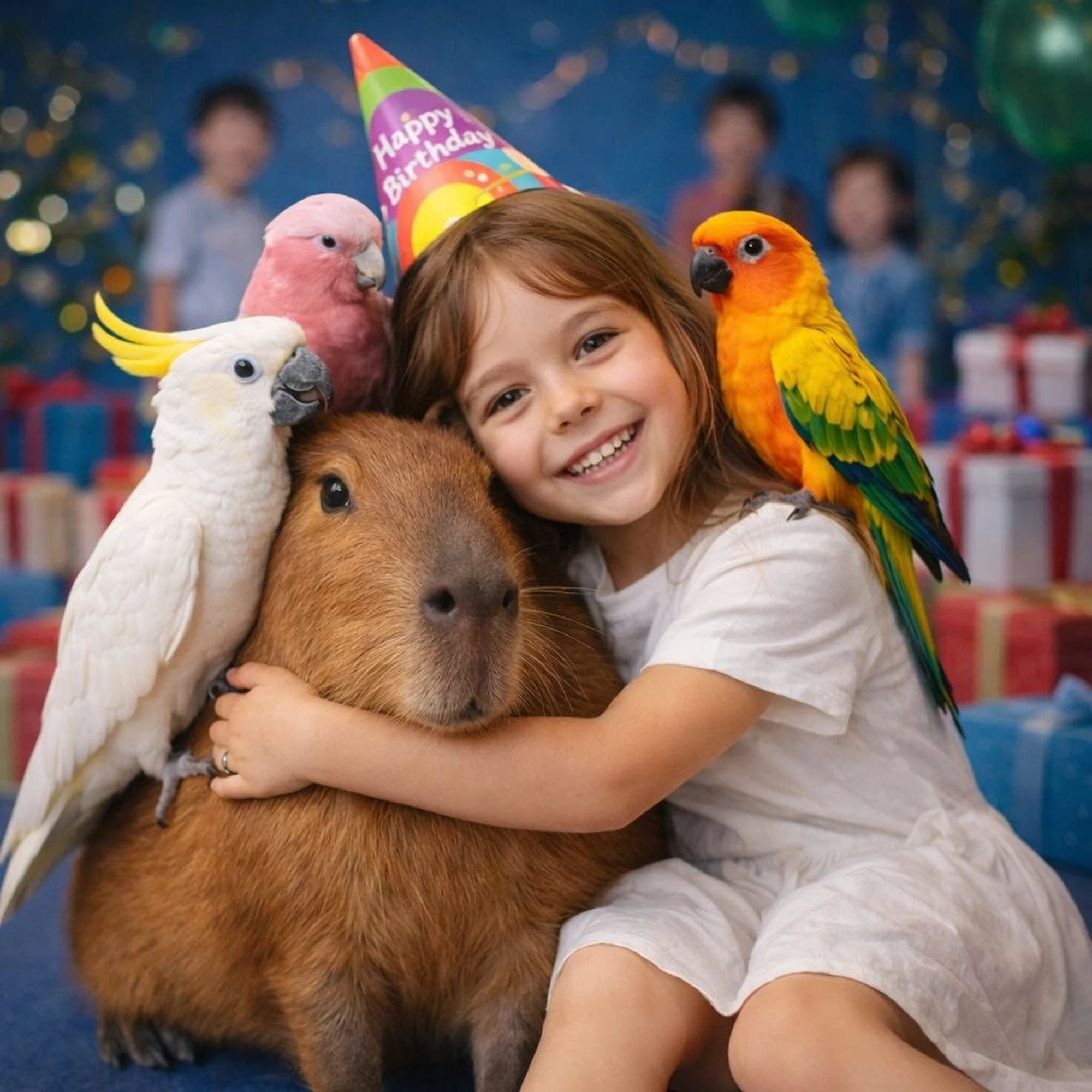 Детский День Рождения с Капибарой и Какаду в антикафе.